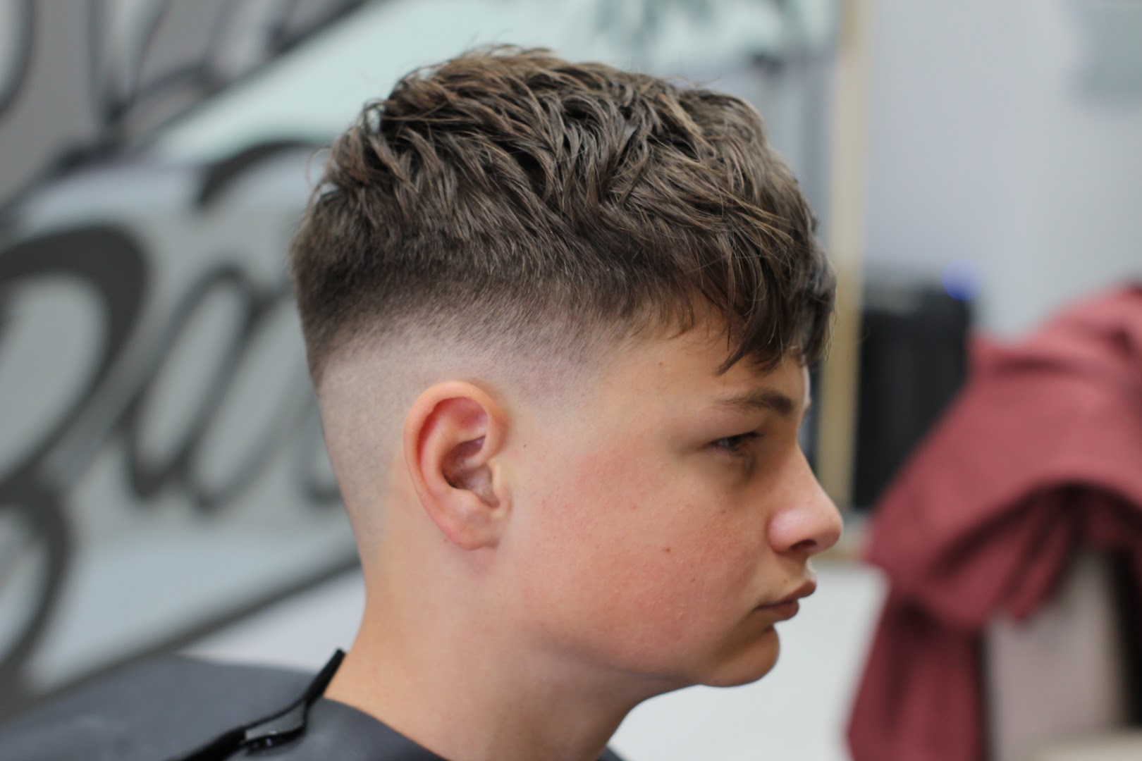 A fresh skin fade and textured crop finished at Black Dog Barbershop, Wakefield